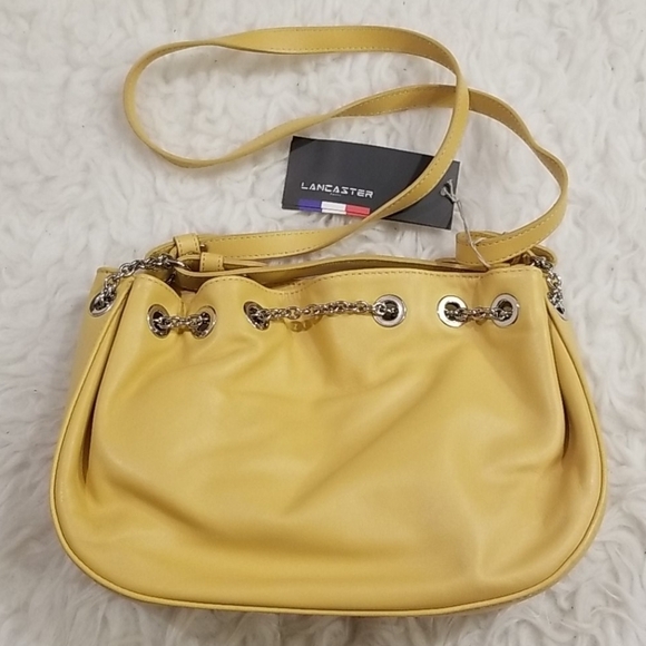 💕LANCASTER PARIS💕 Yellow Leather Shoulder Bag - Picture 1 of 11